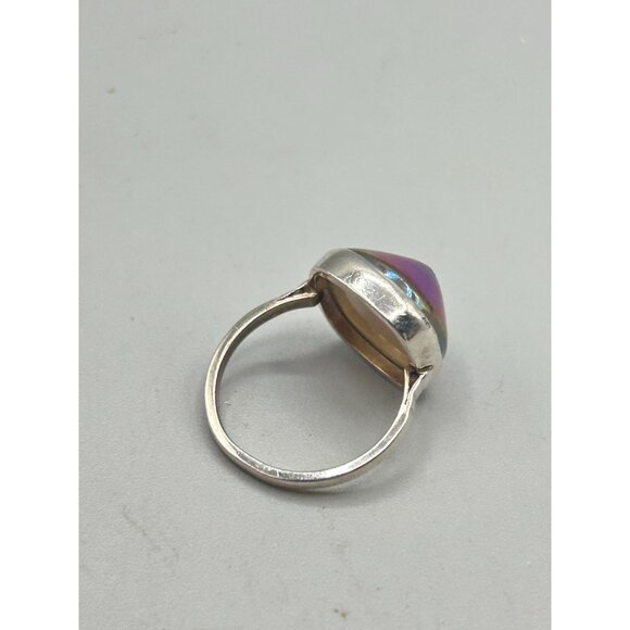 Vintage Sterling Silver 925 Ring with Iridescent Gemstone Size 7.5 - Picture 4 of 9